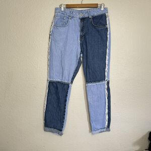 Ragged Priest Jeans Women 32 Quarter Panel Mom Indigo Blue High Rise Grunge